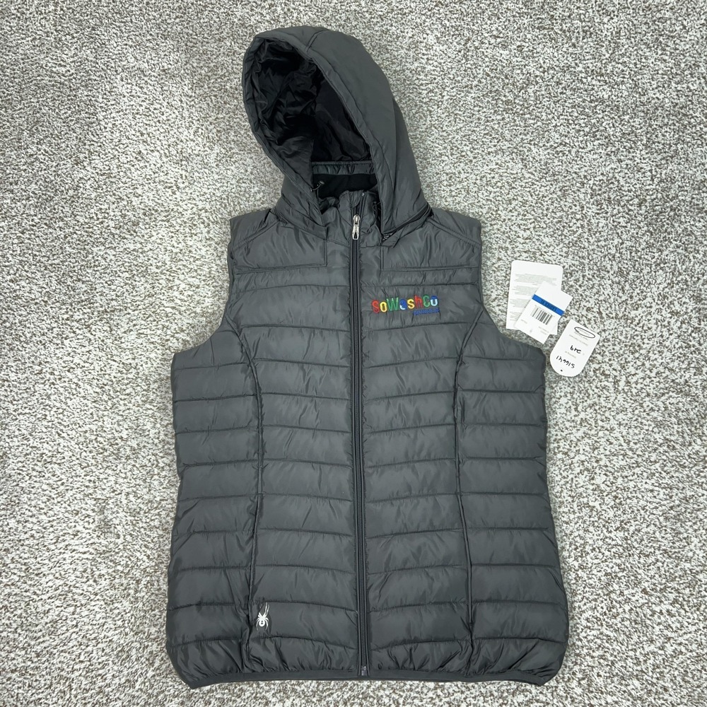 Spyder Vest Womens XL Gray Hooded Puffer Quilted Logo Winter Jacket‎ Hiking